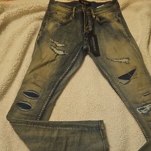 Distressed Blue Jeans